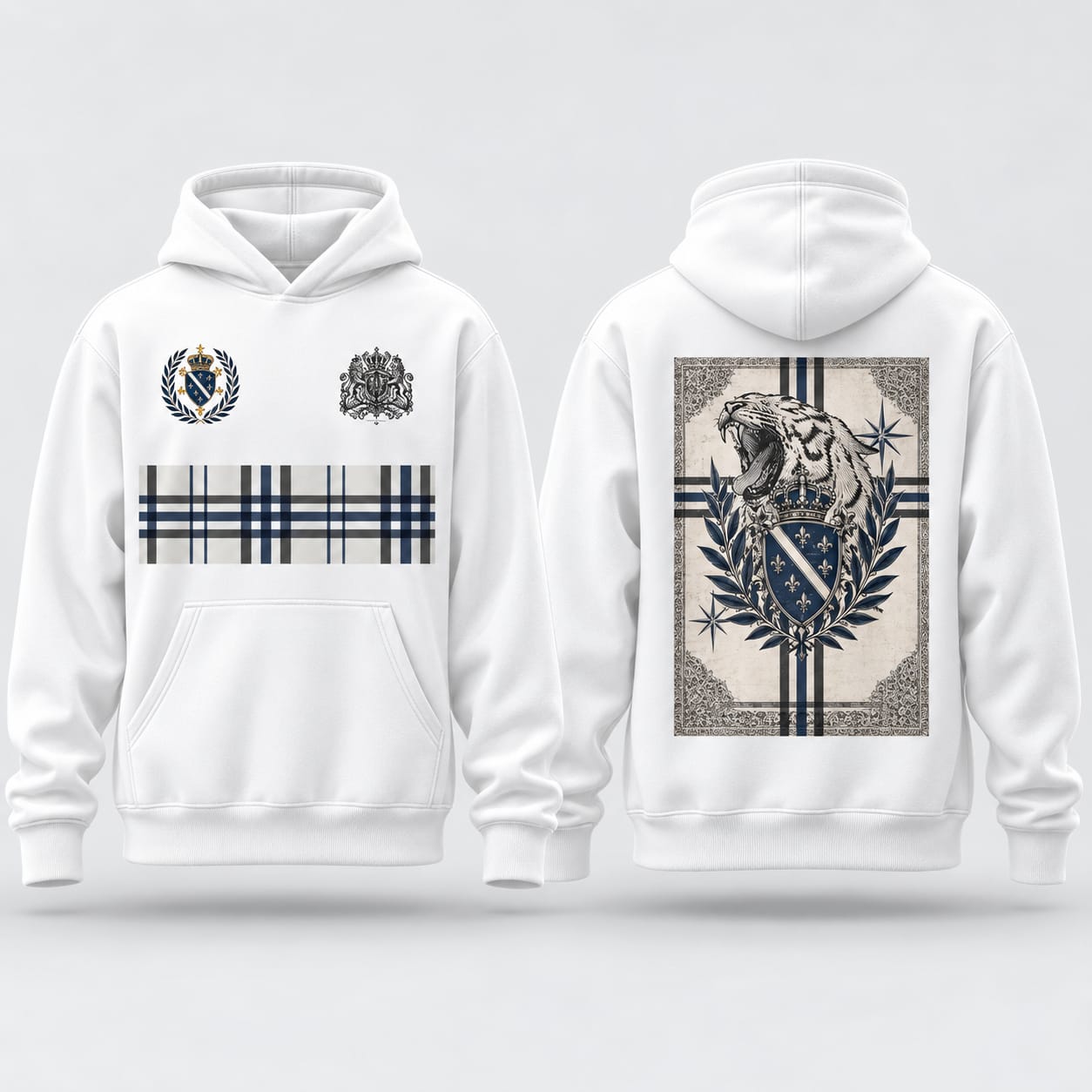 SANZ Royal Crest Hoodie — White Edition - TIGER COLLECTION Detay