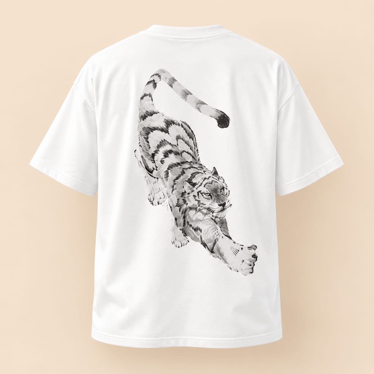 Ink Brush Tiger Tee — White Edition