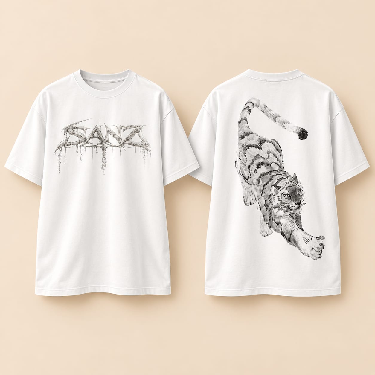 SANZ Ink Brush Tiger Tee — White Edition - TIGER COLLECTION Detay
