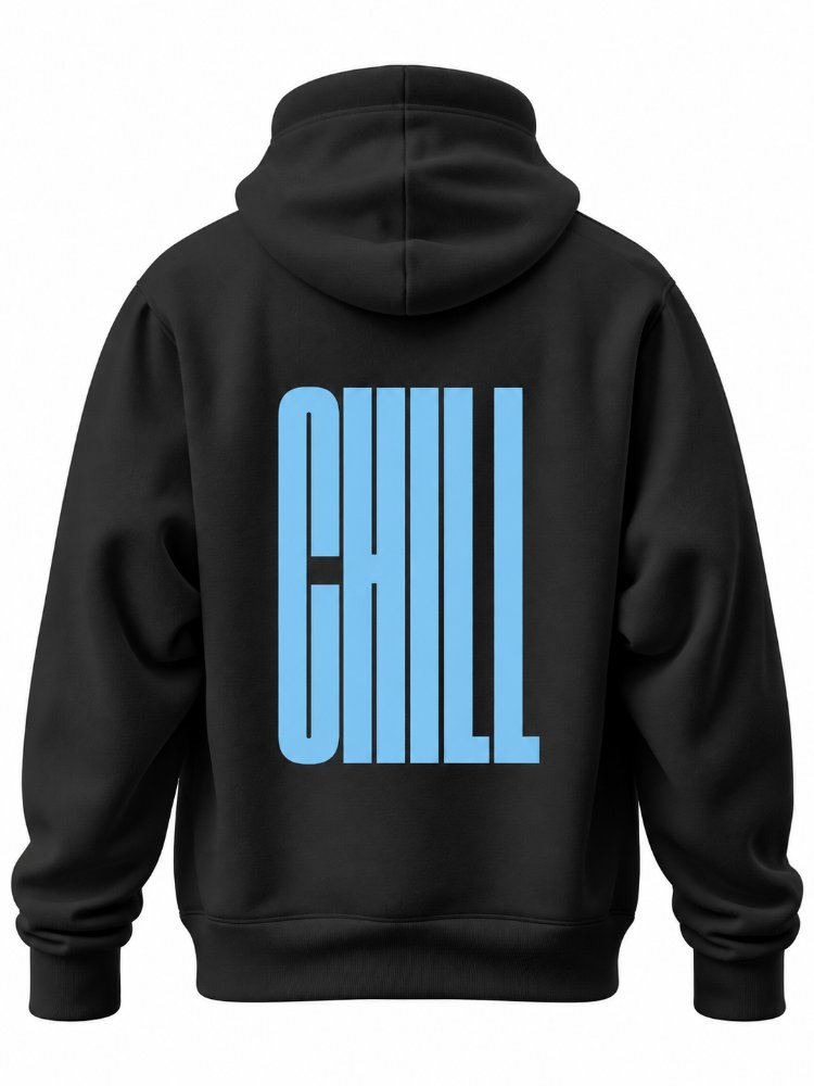 CHILL Sky Blue Oversize Hoodie – Siyah