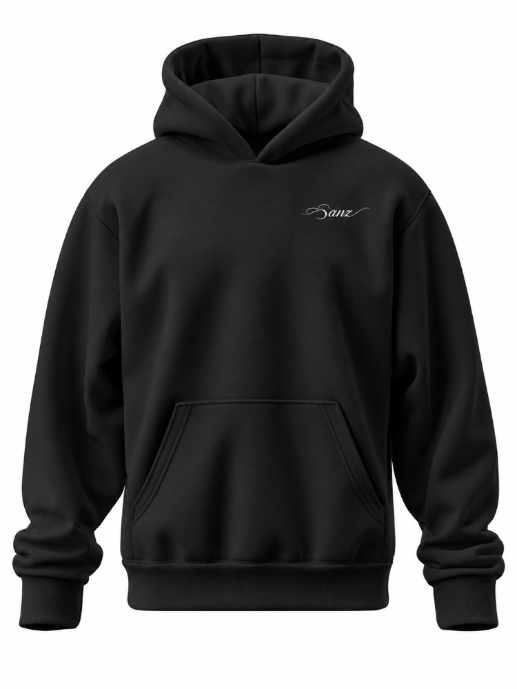 SANZ CHILL Sky Blue Oversize Hoodie – Siyah - CHILL BLACK DROP Detay