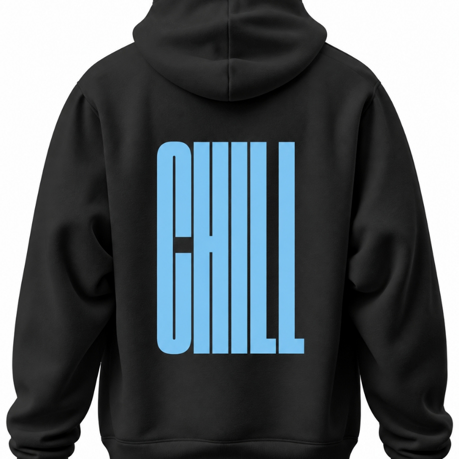 SANZ CHILL Sky Blue Oversize Hoodie – Siyah - CHILL BLACK DROP Model