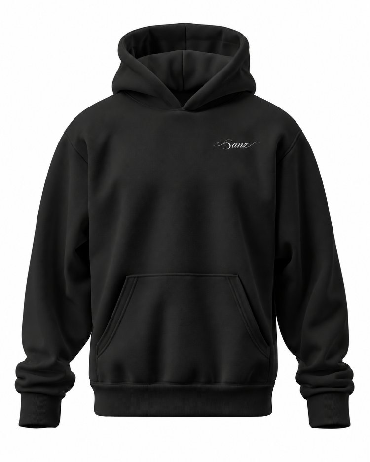 SANZ CHILL Aqua Oversize Hoodie – Siyah - CHILL BLACK DROP Detay