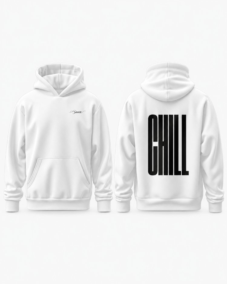 CHILL Noir Oversize Hoodie – Beyaz