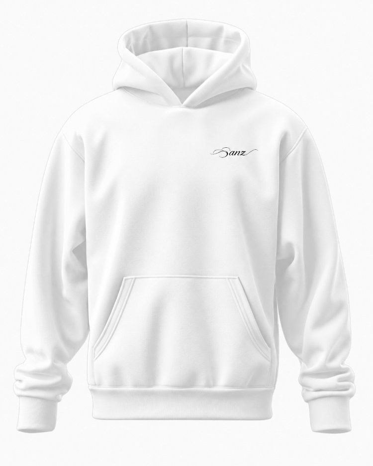 SANZ CHILL Noir Oversize Hoodie – Beyaz - CHILL WHITE DROP Detay
