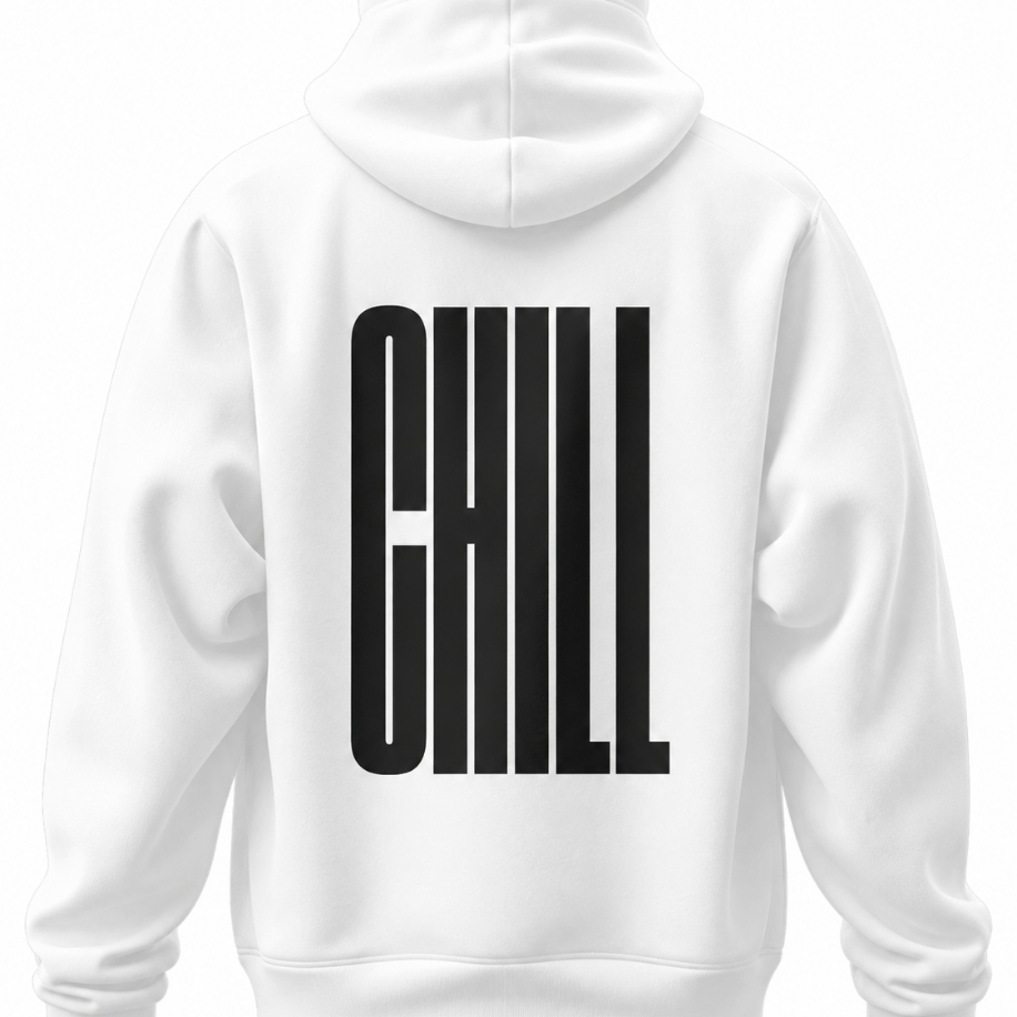 SANZ CHILL Noir Oversize Hoodie – Beyaz - CHILL WHITE DROP Model