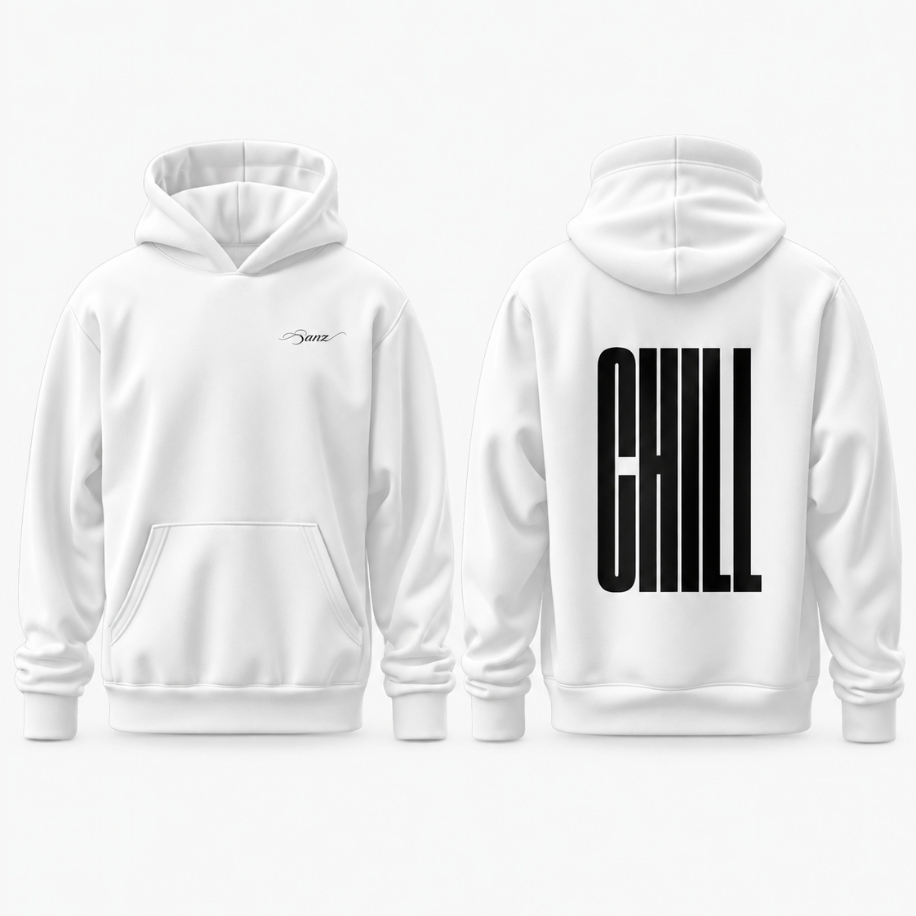 SANZ CHILL Noir Oversize Hoodie – Beyaz - CHILL WHITE DROP Gorsel 5