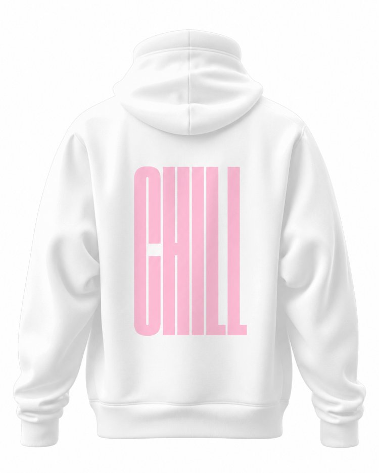 CHILL Pink Oversize Hoodie – Beyaz