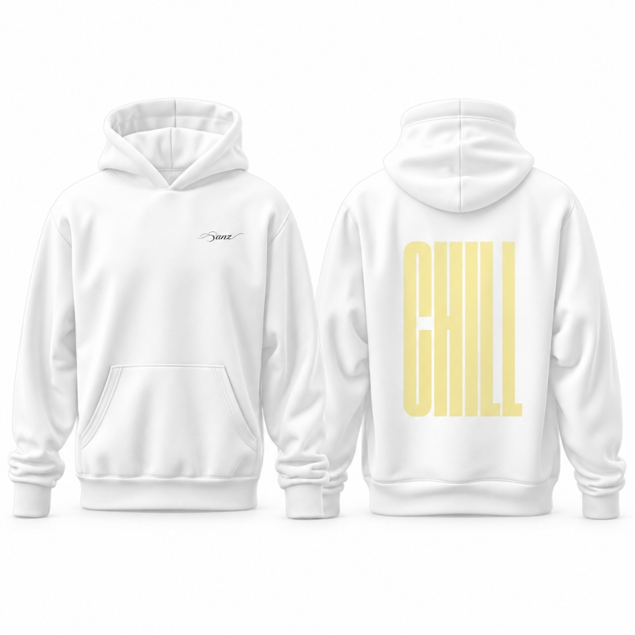 SANZ CHILL Lemon Oversize Hoodie – Beyaz - CHILL WHITE DROP Gorsel 5