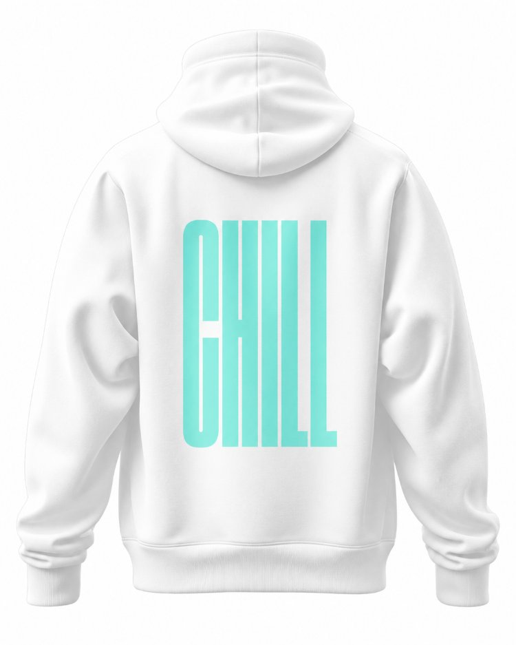 CHILL Aqua Oversize Hoodie – Beyaz