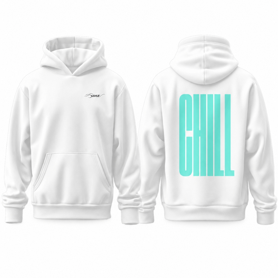 SANZ CHILL Aqua Oversize Hoodie – Beyaz - CHILL WHITE DROP Gorsel 5