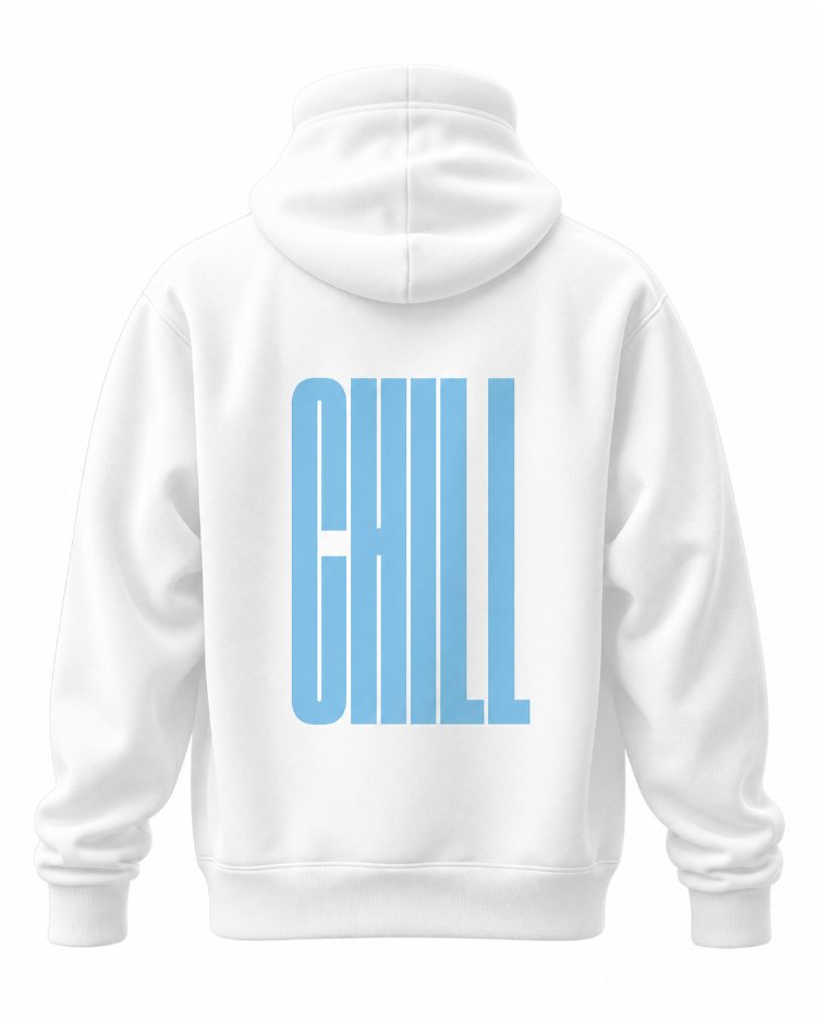 CHILL Sky Blue Oversize Hoodie – Beyaz