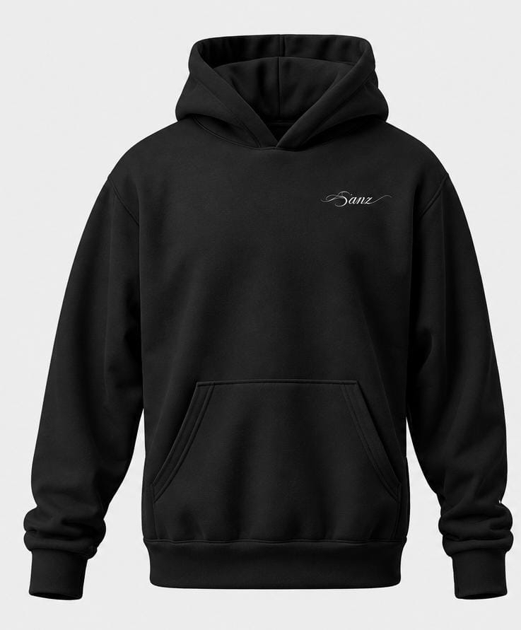 FRAGILE BLOOM Midnight Rose Oversize Hoodie – Siyah