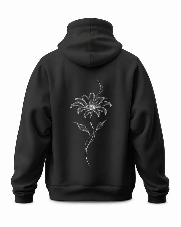 FRAGILE BLOOM Moonflower Oversize Hoodie – Siyah