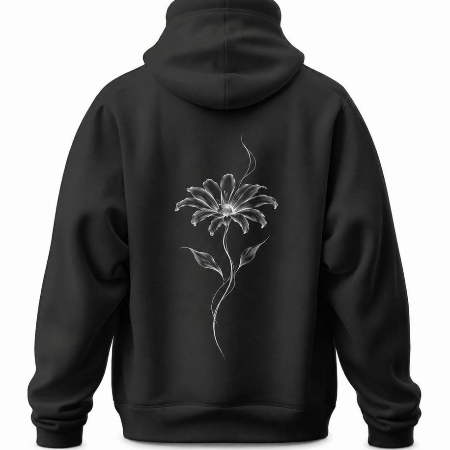 SANZ FRAGILE BLOOM Moonflower Oversize Hoodie – Siyah - FRAGILE BLOOM Model