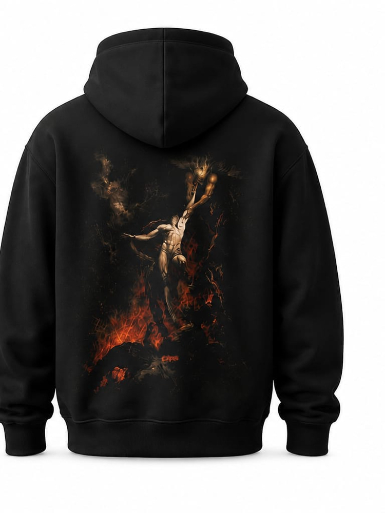 HOLLOW Fallen in Flames Oversize Hoodie – Siyah