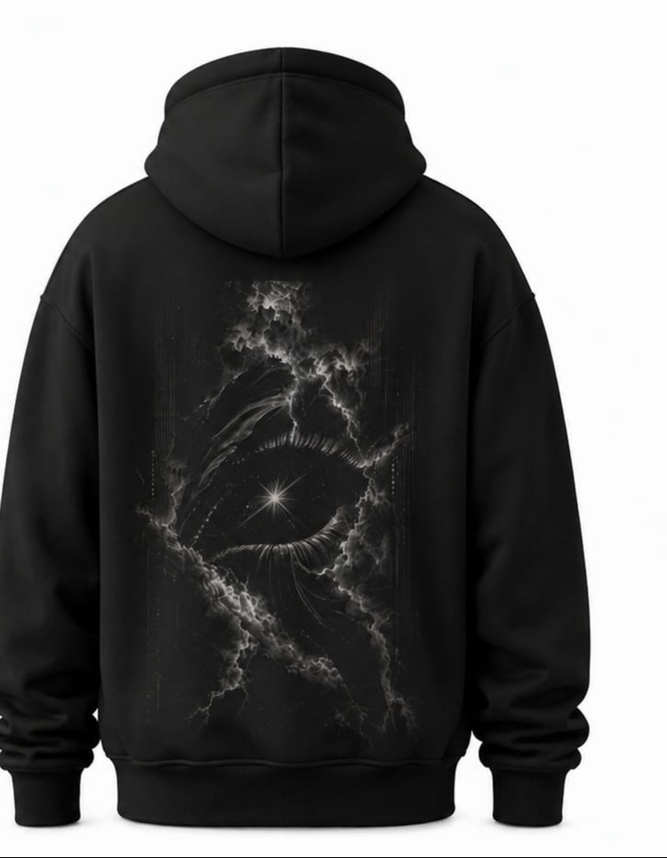 HOLLOW Lightning Eye Oversize Hoodie – Siyah