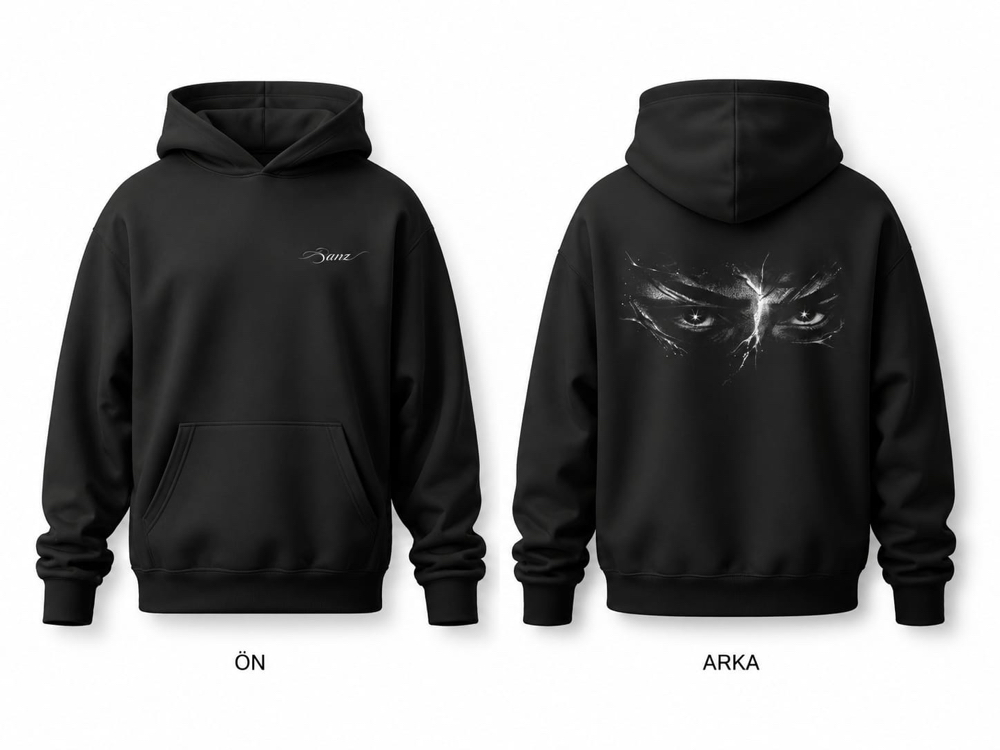 SANZ HOLLOW Storm Eyes Oversize Hoodie – Siyah - HOLLOW DROP Detay