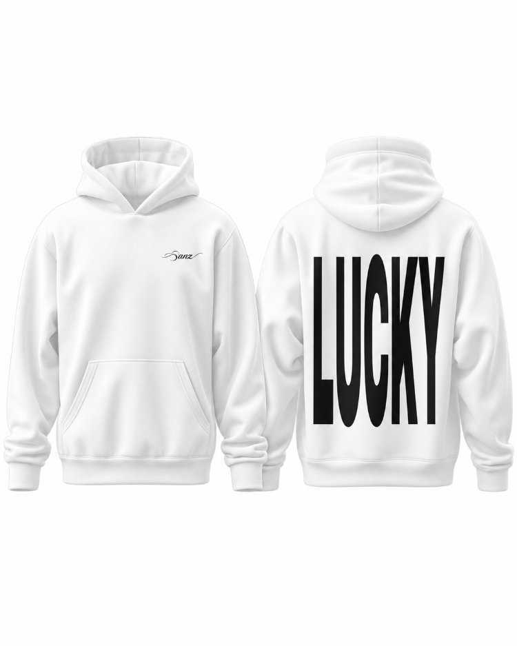 LUCKY XL Oversize Hoodie – Beyaz