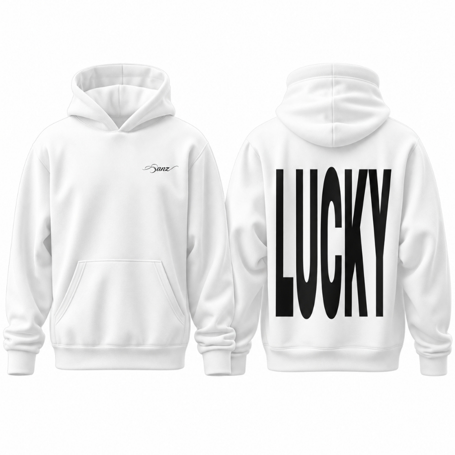 SANZ LUCKY XL Oversize Hoodie – Beyaz - LUCKY Gorsel 5