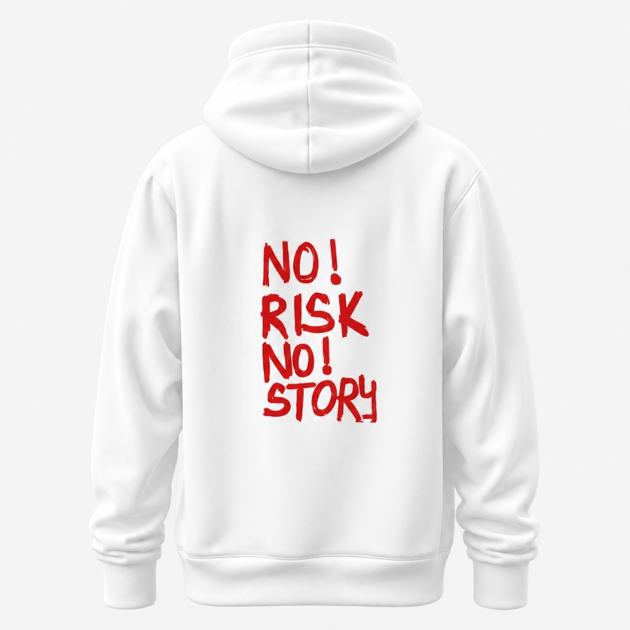 SANZ NO RISK NO STORY Red Marker Oversize Hoodie – Beyaz - NO RISK NO STORY Model
