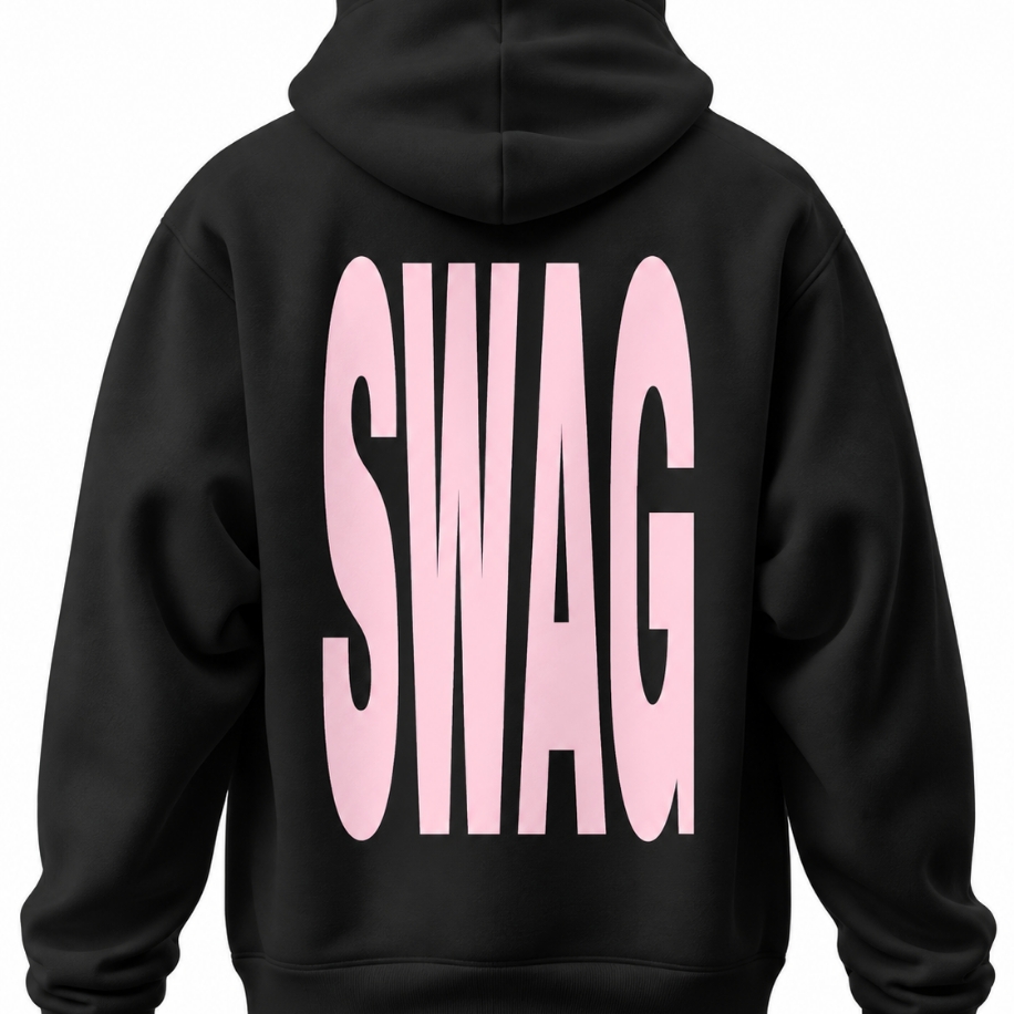 SANZ SWAG Bubblegum XL Oversize Hoodie – Siyah - SWAG DROP Model