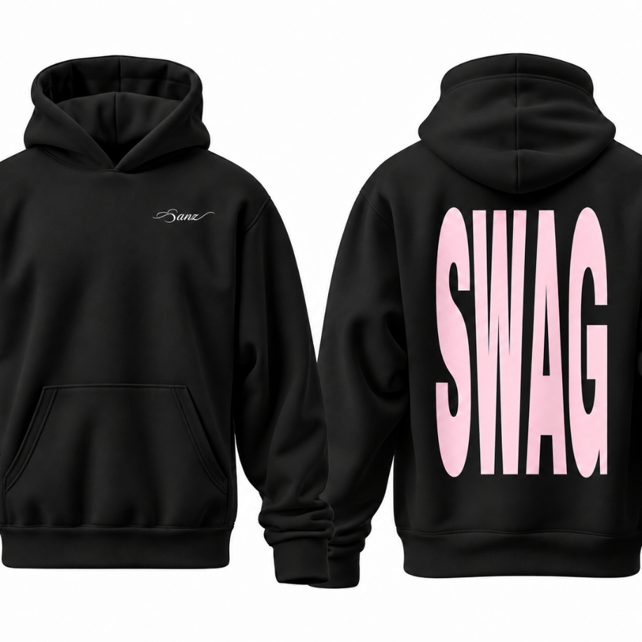 SANZ SWAG Bubblegum XL Oversize Hoodie – Siyah - SWAG DROP Gorsel 5