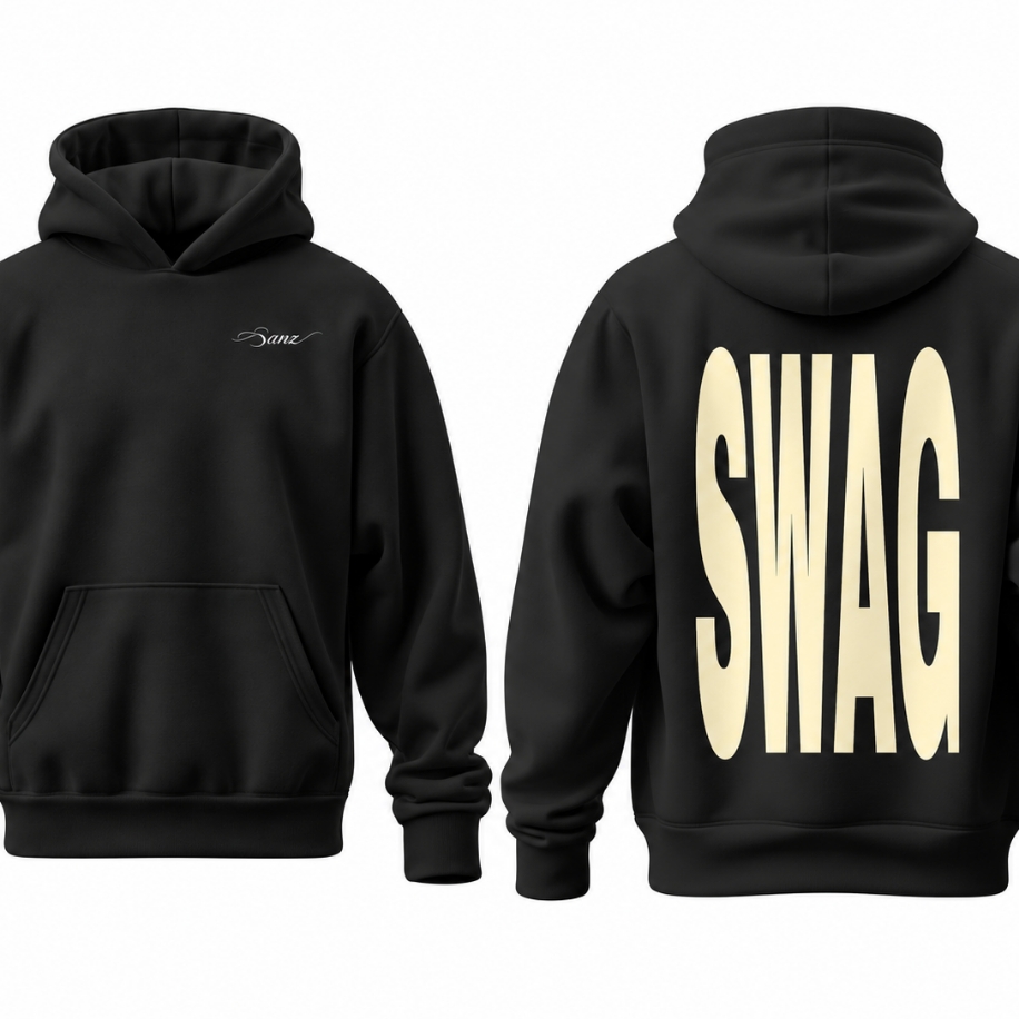 SANZ SWAG Vanilla XL Oversize Hoodie – Siyah - SWAG DROP Gorsel 5