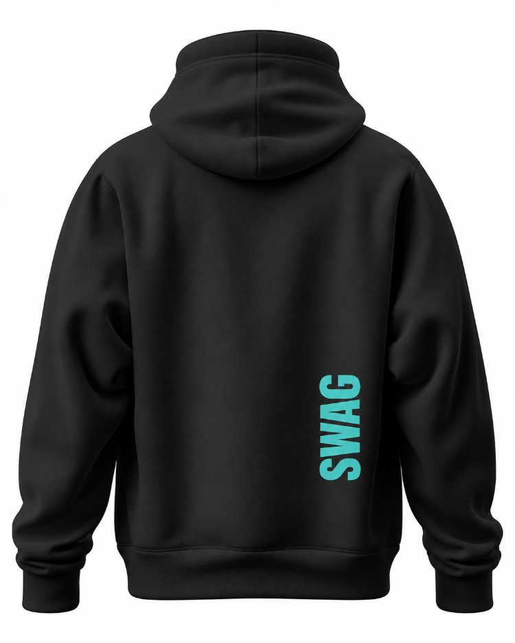 SWAG Turquoise Vertical Oversize Hoodie – Siyah