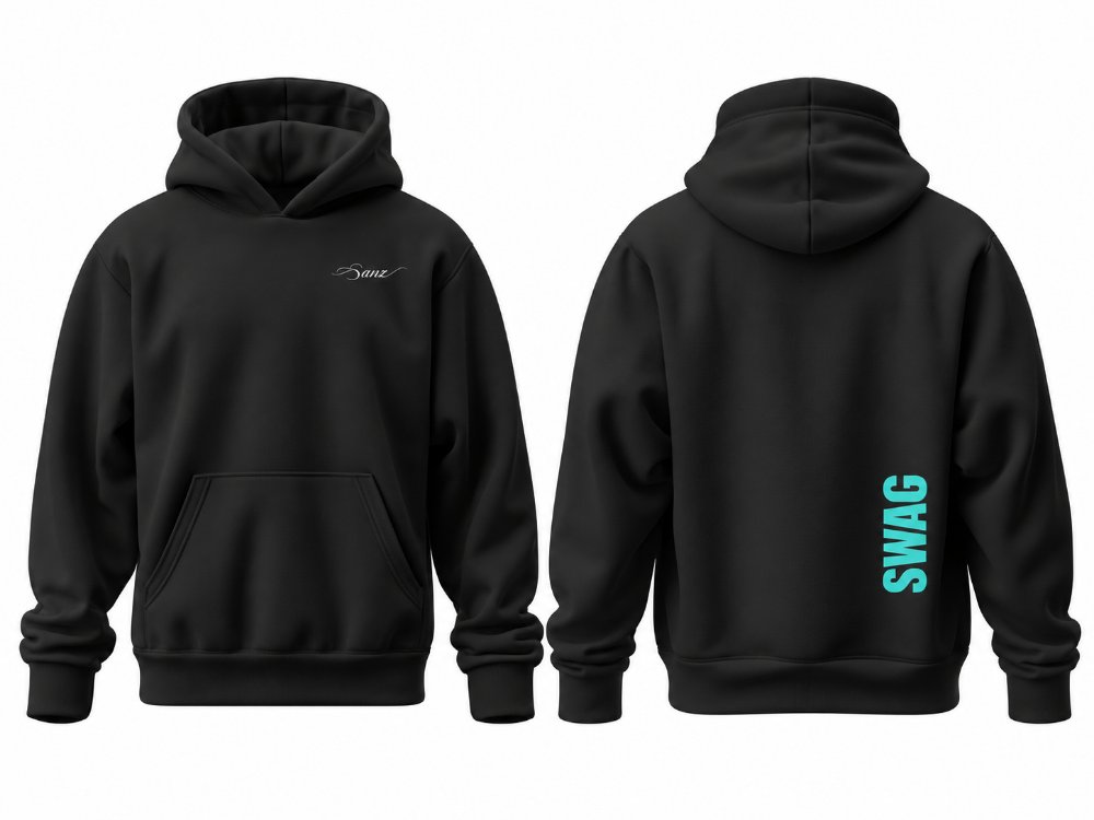 SWAG Turquoise Vertical Oversize Hoodie – Siyah