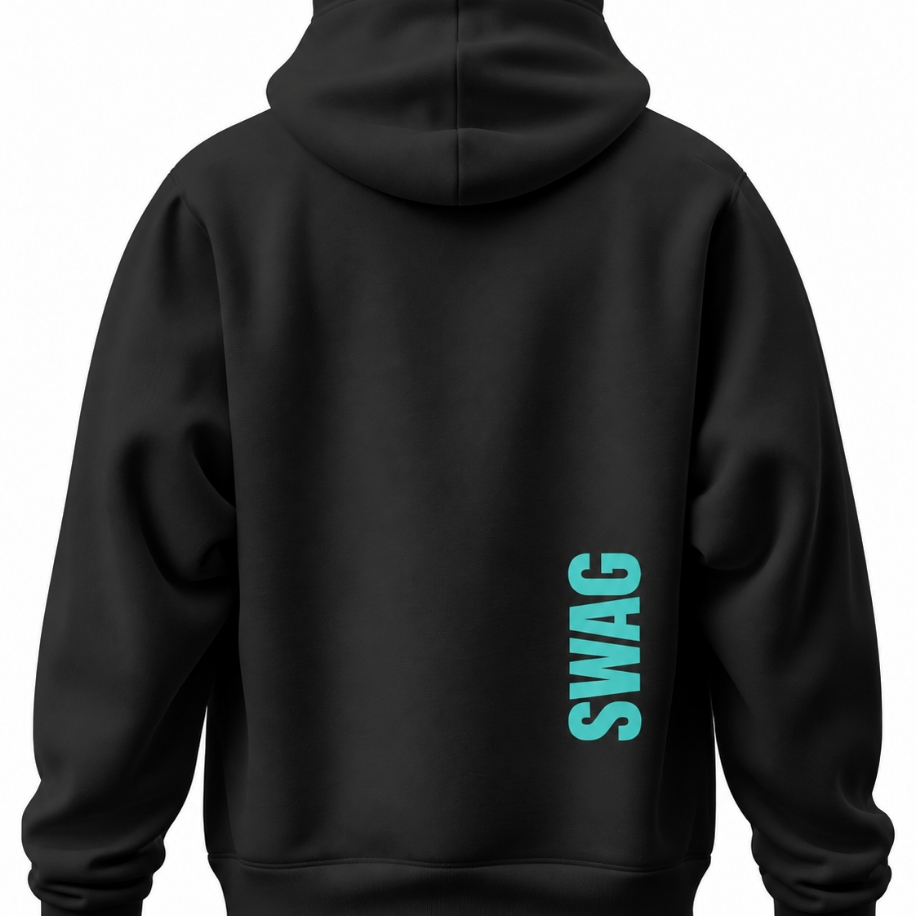 SANZ SWAG Turquoise Vertical Oversize Hoodie – Siyah - SWAG DROP Model