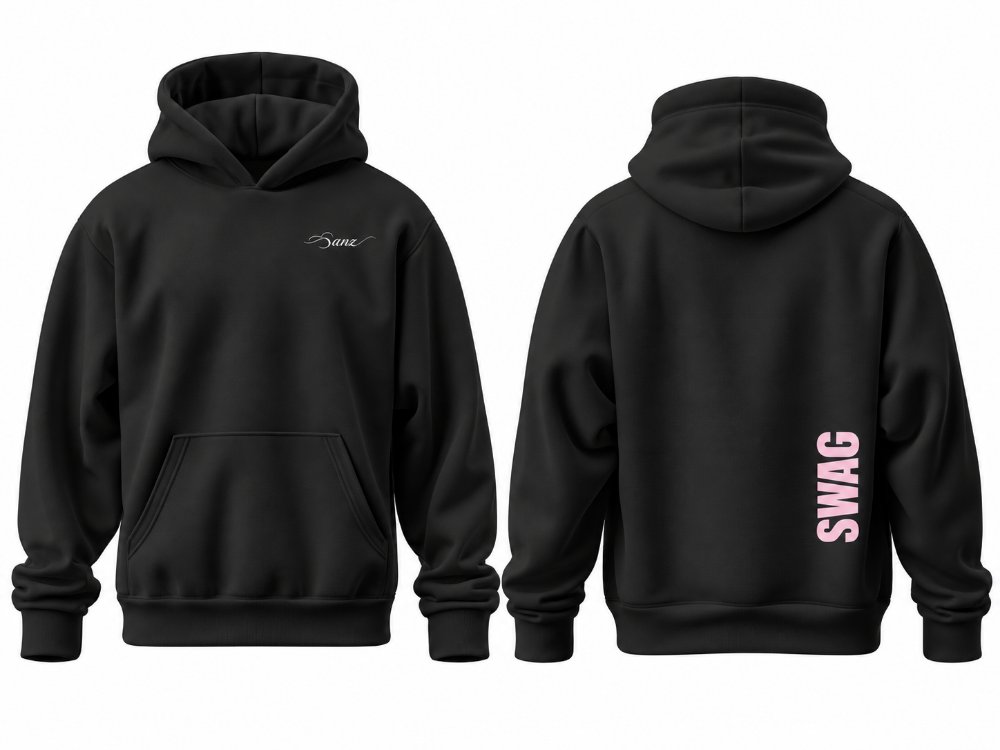 SWAG Pink Vertical Oversize Hoodie – Siyah