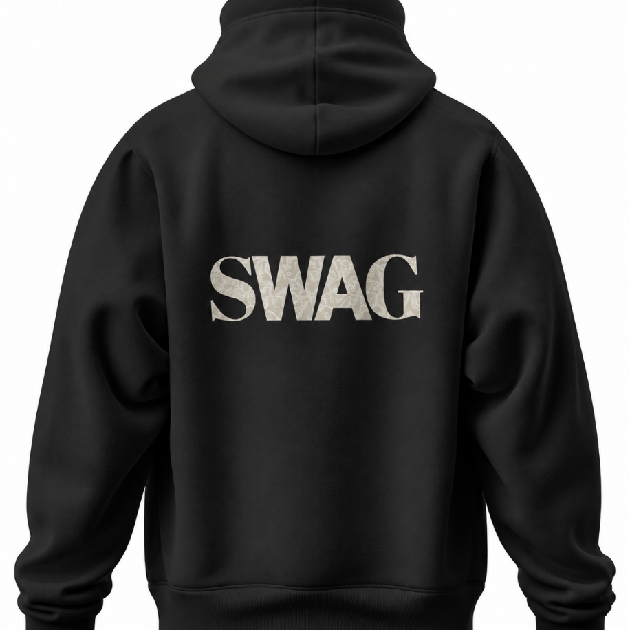 SANZ SWAG Sand Oversize Hoodie – Siyah - SWAG DROP Model