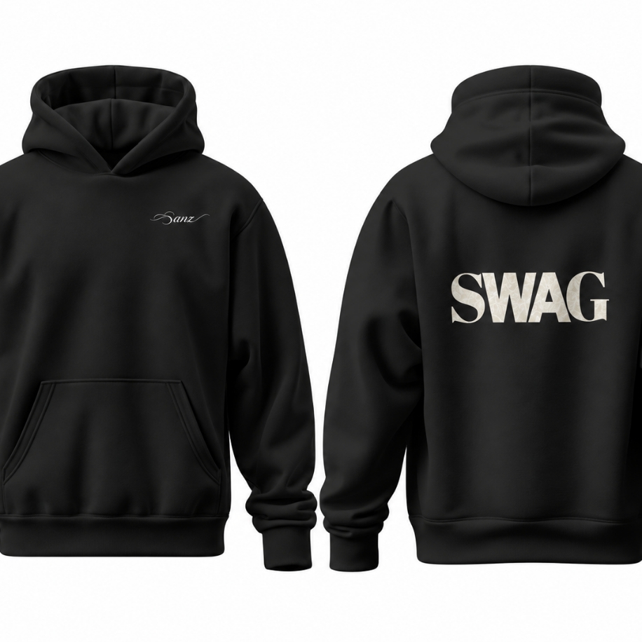 SANZ SWAG Sand Oversize Hoodie – Siyah - SWAG DROP Gorsel 5