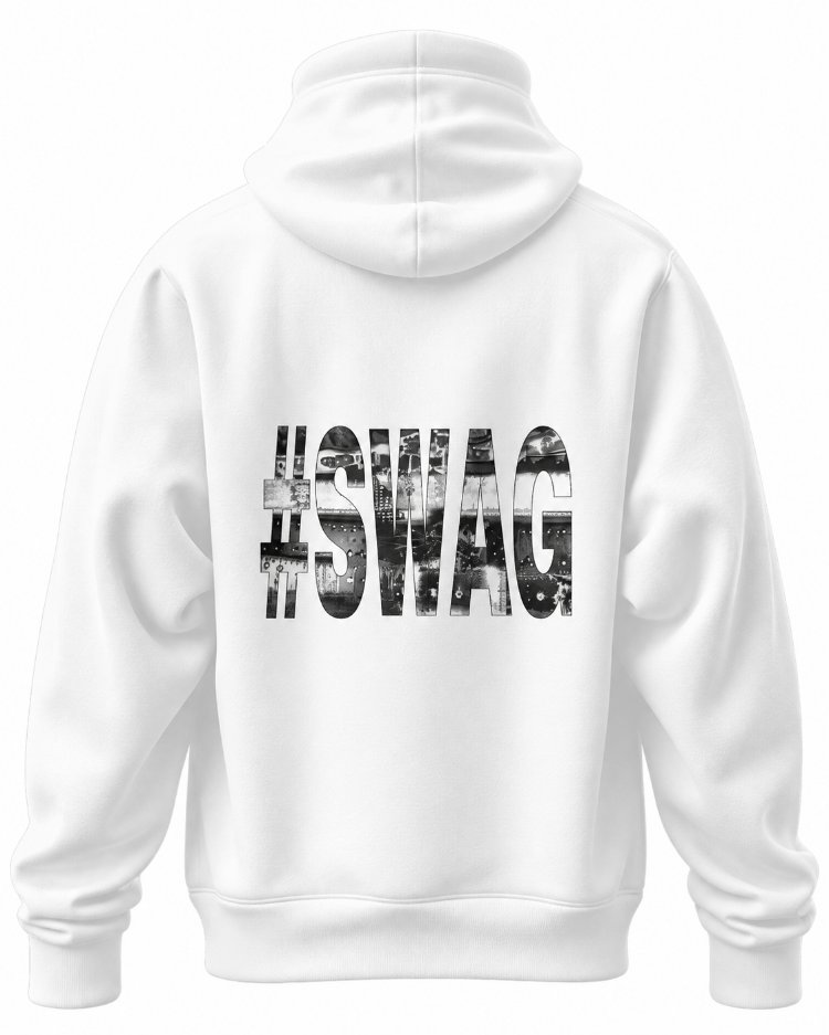#SWAG City Texture Oversize Hoodie – Beyaz