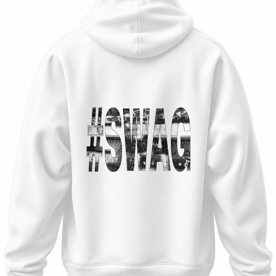 SANZ #SWAG City Texture Oversize Hoodie – Beyaz - SWAG DROP Model