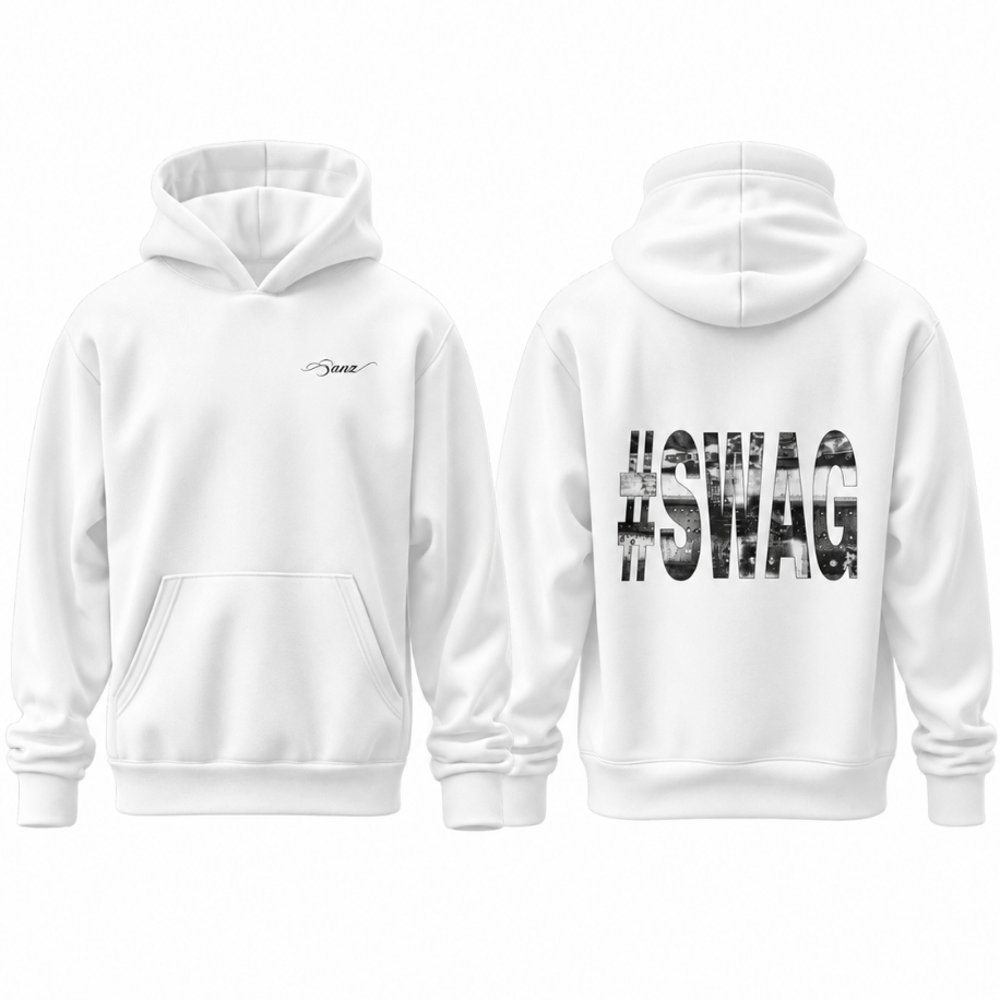 SANZ #SWAG City Texture Oversize Hoodie – Beyaz - SWAG DROP Gorsel 5