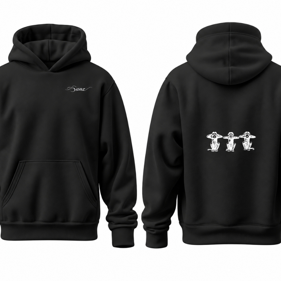 SANZ THREE MONKEYS Oversize Hoodie – Siyah - THREE MONKEYS Gorsel 5