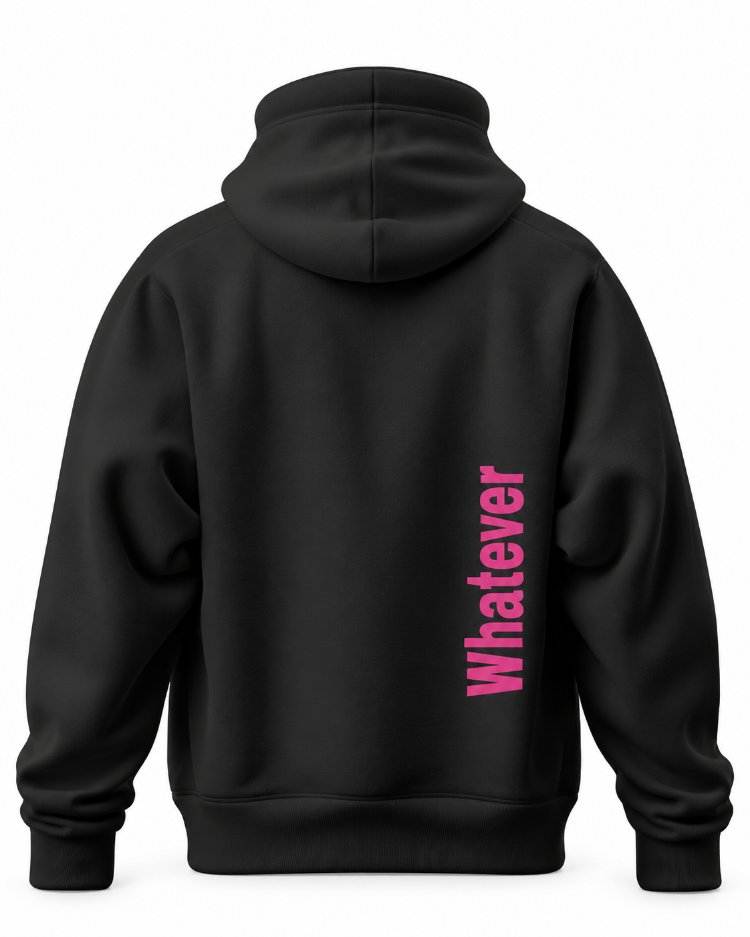 WHATEVER Fuchsia Oversize Hoodie – Siyah