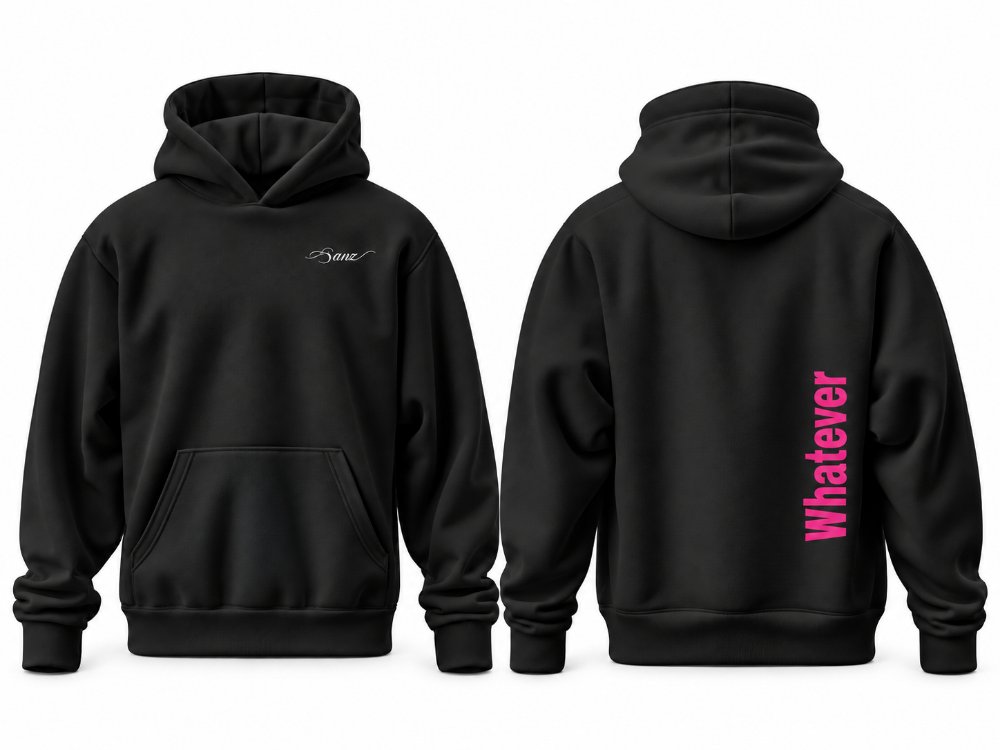 WHATEVER Fuchsia Oversize Hoodie – Siyah