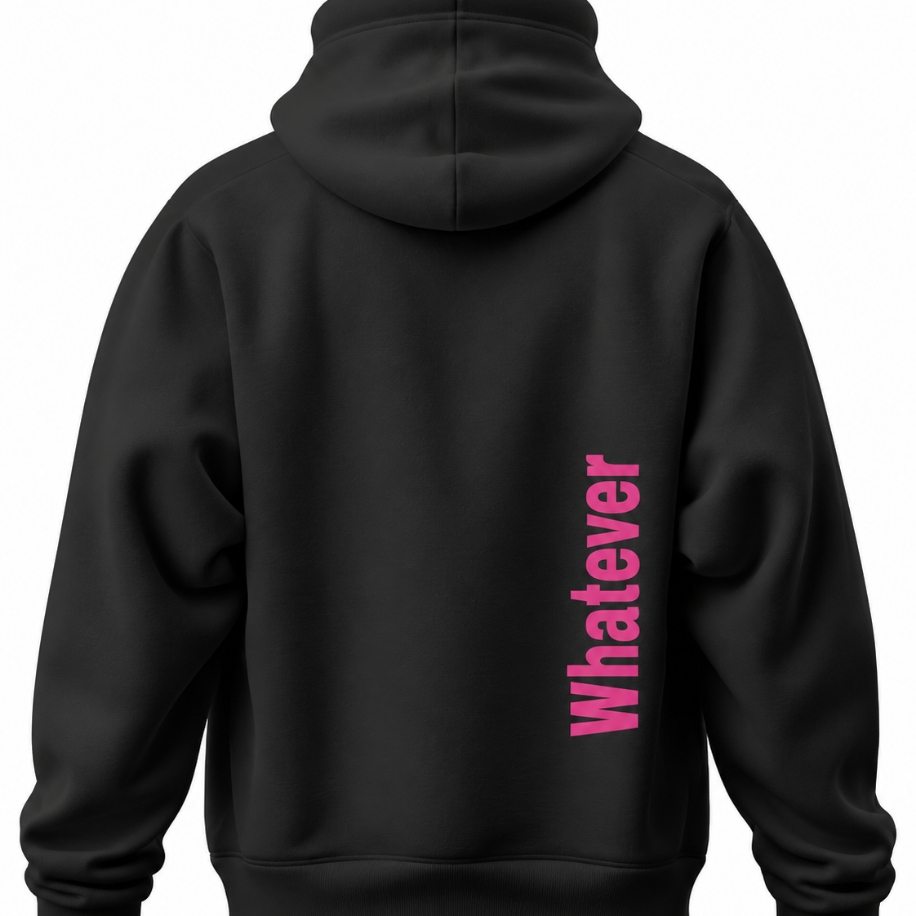 SANZ WHATEVER Fuchsia Oversize Hoodie – Siyah - WHATEVER BLACK Model