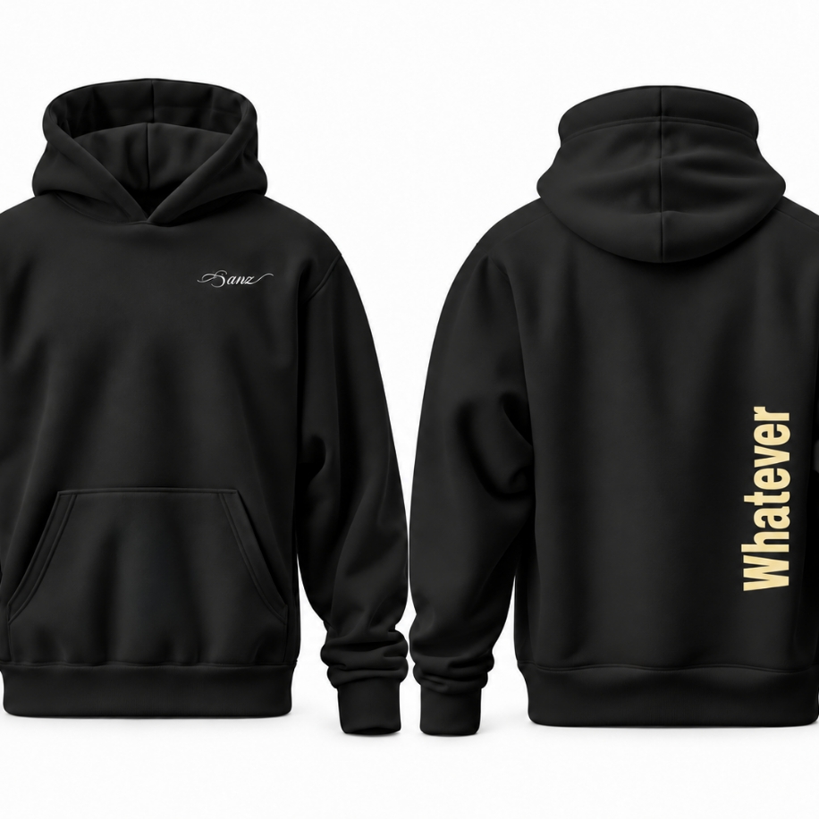 SANZ WHATEVER Butter Oversize Hoodie – Siyah - WHATEVER BLACK Gorsel 5