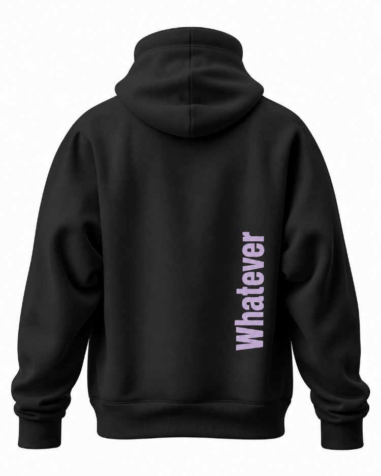 WHATEVER Lilac Oversize Hoodie – Siyah
