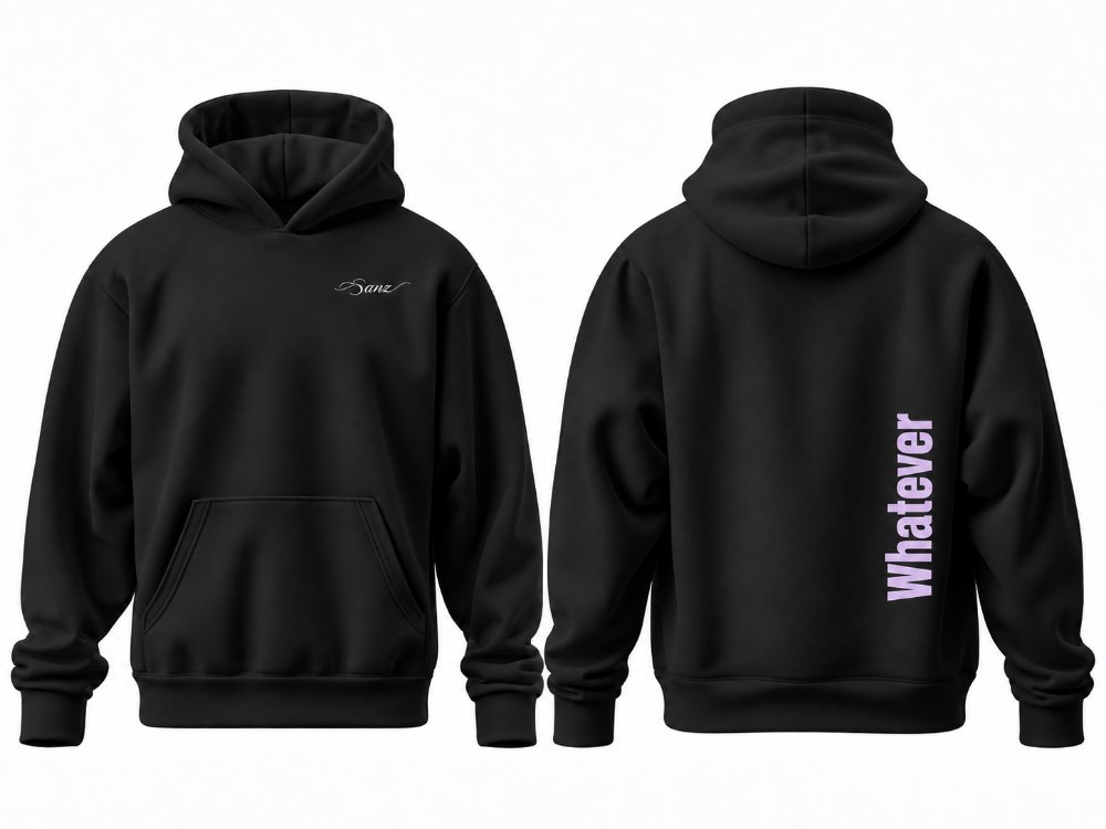 WHATEVER Lilac Oversize Hoodie – Siyah