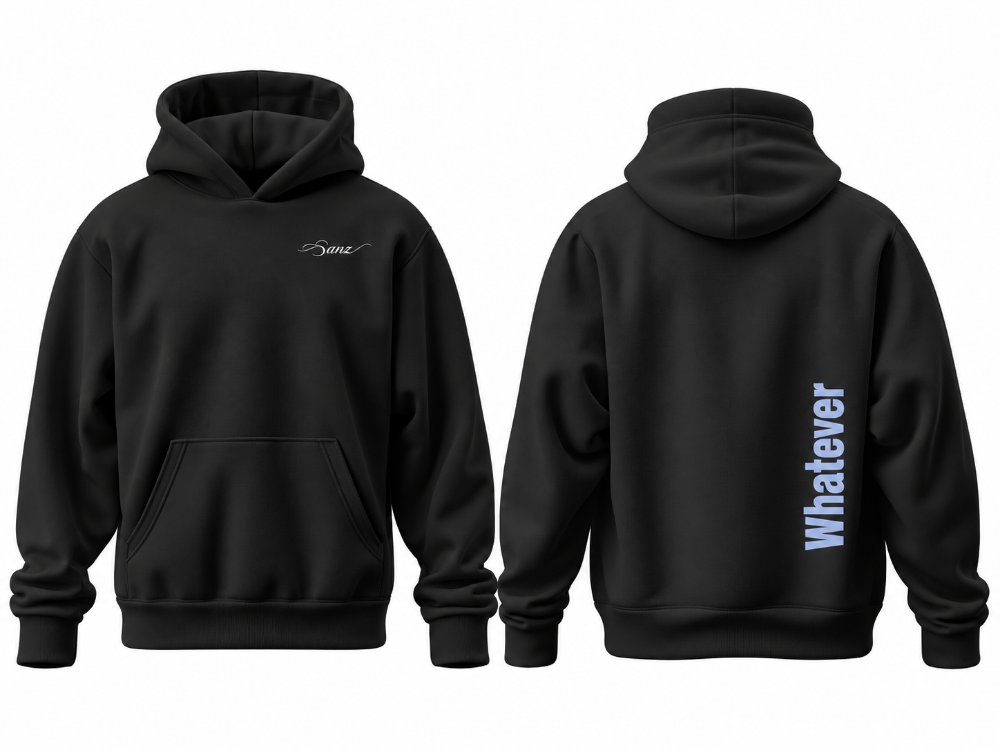 WHATEVER Sky Blue Oversize Hoodie – Siyah