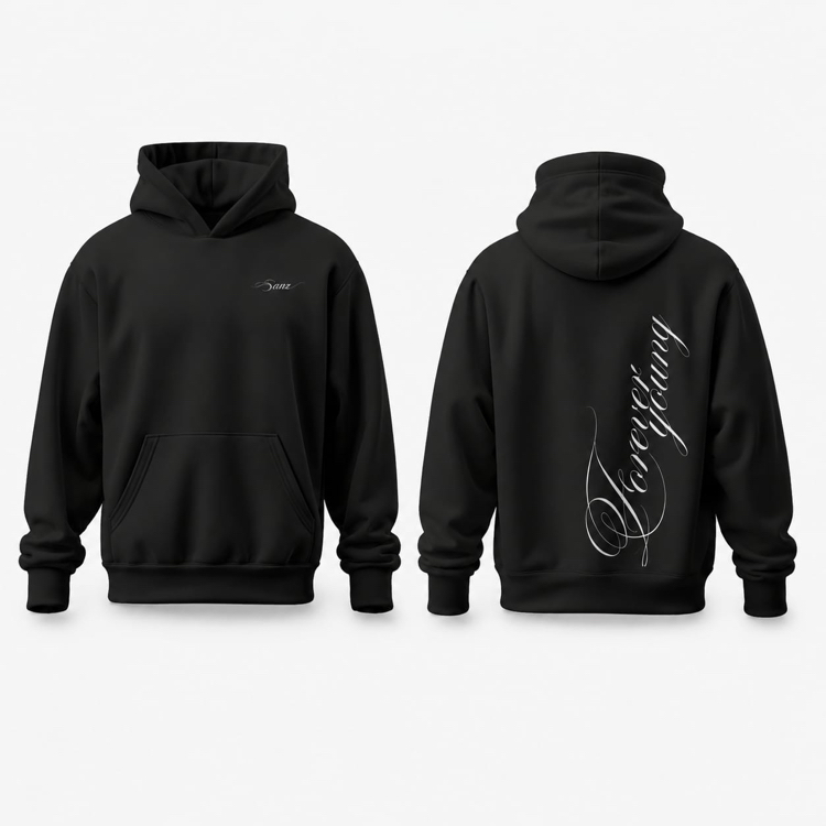 SANZ WHISPERS Forever Young Oversize Hoodie – Siyah - WHISPERS DROP Detay