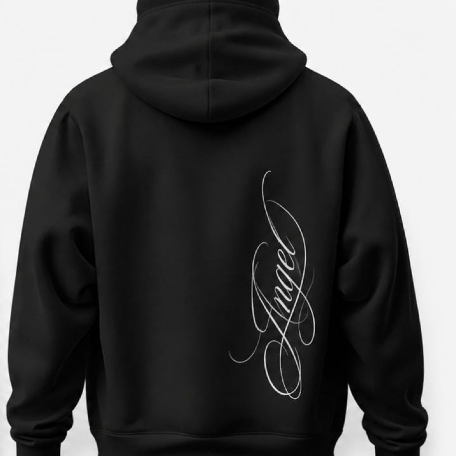 SANZ WHISPERS Angel Oversize Hoodie – Siyah - WHISPERS DROP Model
