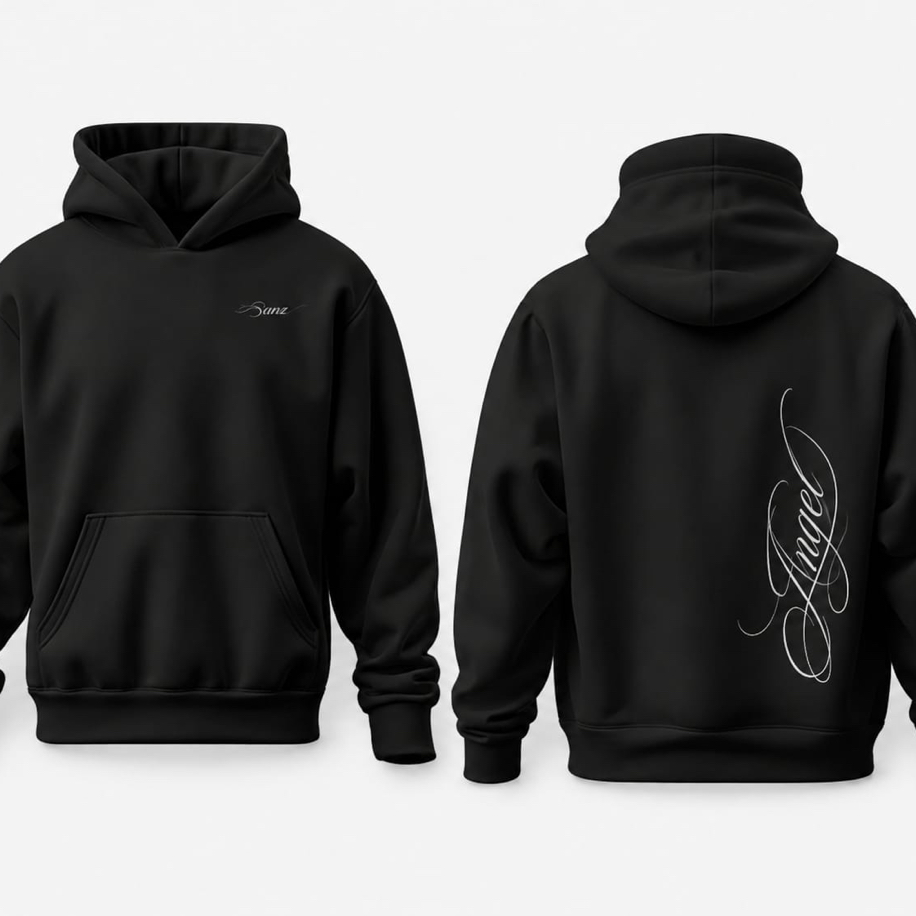 SANZ WHISPERS Angel Oversize Hoodie – Siyah - WHISPERS DROP Gorsel 6