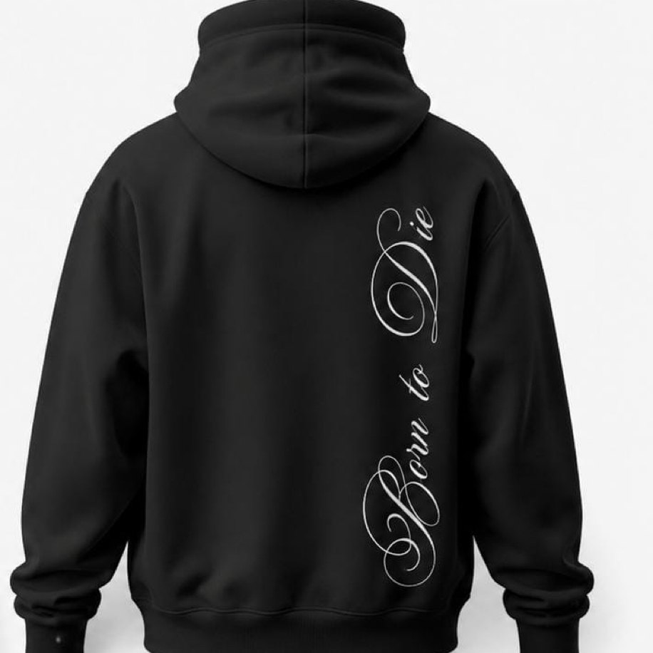 SANZ WHISPERS Born to Die Oversize Hoodie – Siyah - WHISPERS DROP Model
