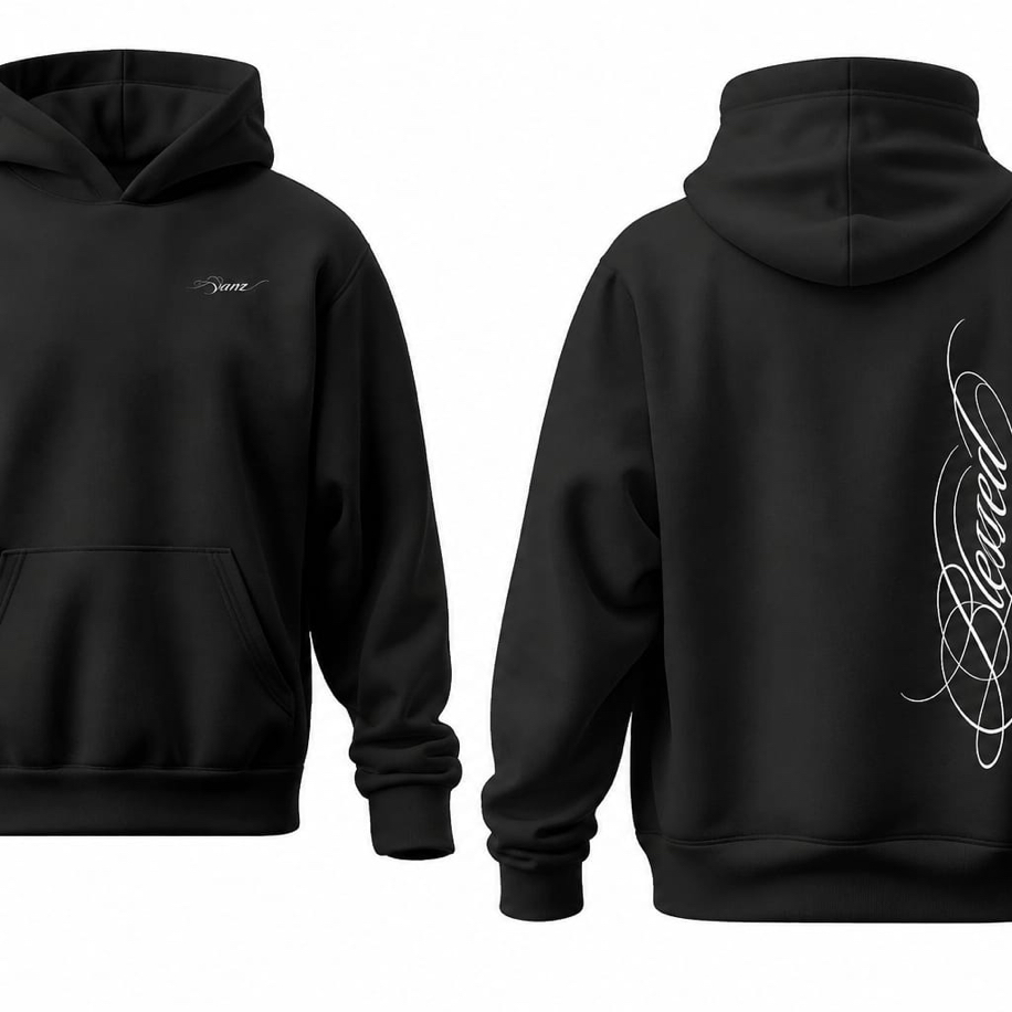SANZ WHISPERS Blessed Oversize Hoodie – Siyah - WHISPERS DROP Gorsel 6